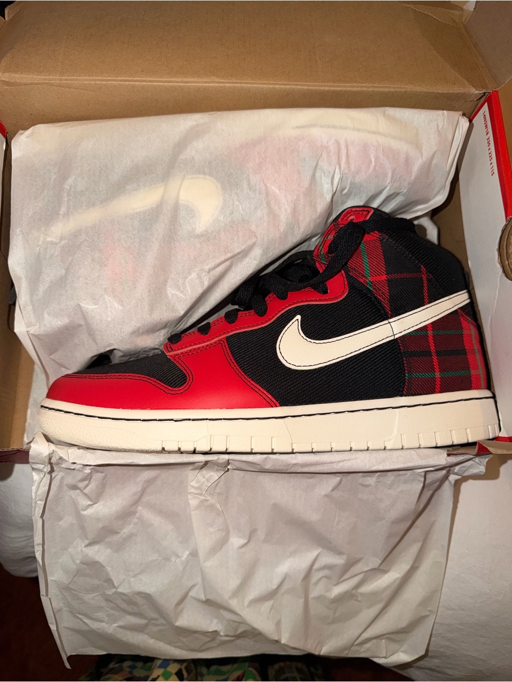 Nike Red Black Plaid High-Top Sneakers